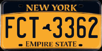 NY license plate FCT3362