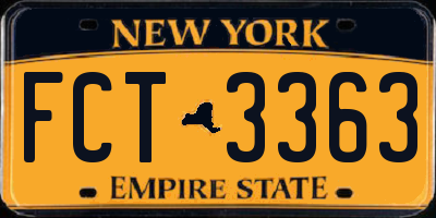 NY license plate FCT3363