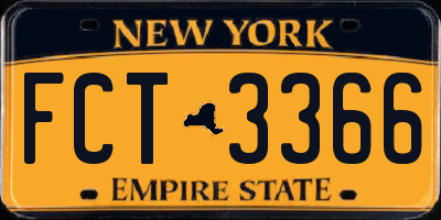 NY license plate FCT3366