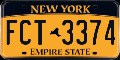 NY license plate FCT3374