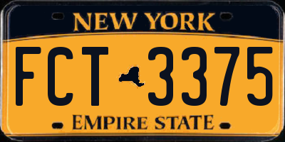 NY license plate FCT3375