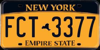 NY license plate FCT3377