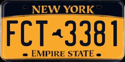 NY license plate FCT3381