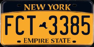 NY license plate FCT3385