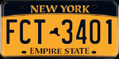 NY license plate FCT3401
