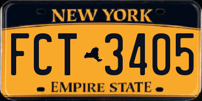 NY license plate FCT3405