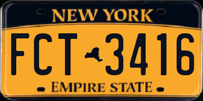 NY license plate FCT3416