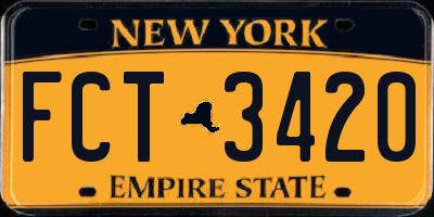 NY license plate FCT3420