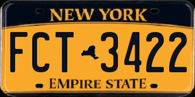NY license plate FCT3422