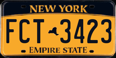 NY license plate FCT3423