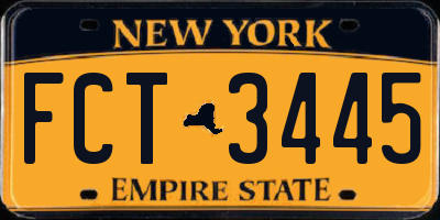 NY license plate FCT3445