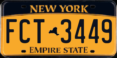 NY license plate FCT3449