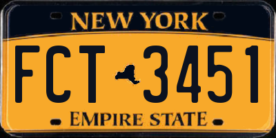 NY license plate FCT3451
