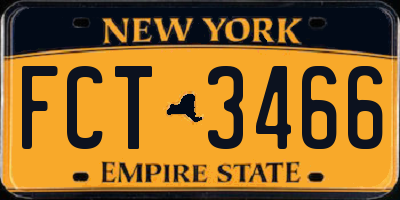 NY license plate FCT3466