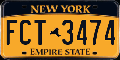 NY license plate FCT3474
