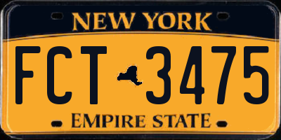 NY license plate FCT3475