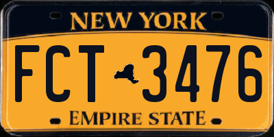 NY license plate FCT3476