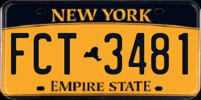 NY license plate FCT3481