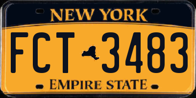 NY license plate FCT3483