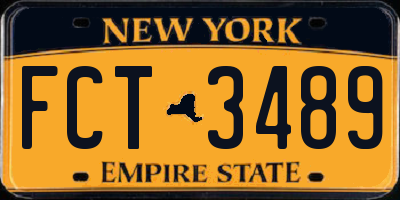 NY license plate FCT3489
