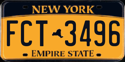 NY license plate FCT3496