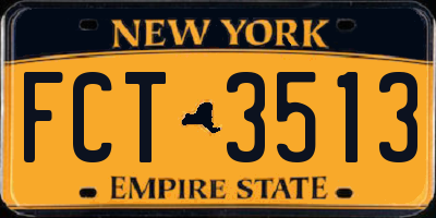 NY license plate FCT3513