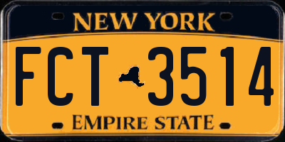 NY license plate FCT3514