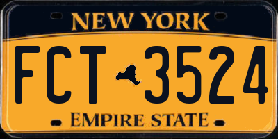 NY license plate FCT3524