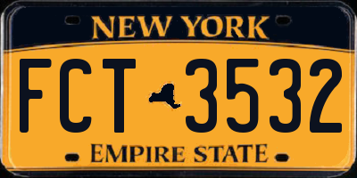 NY license plate FCT3532