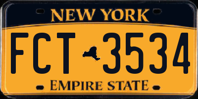 NY license plate FCT3534