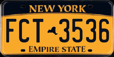 NY license plate FCT3536
