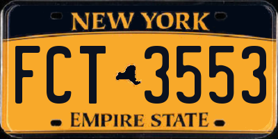 NY license plate FCT3553