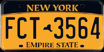 NY license plate FCT3564