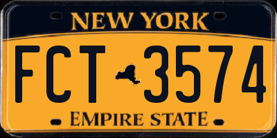 NY license plate FCT3574