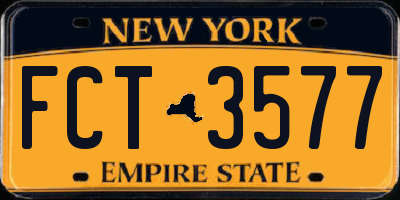 NY license plate FCT3577