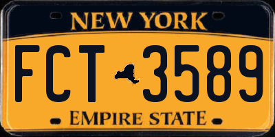 NY license plate FCT3589
