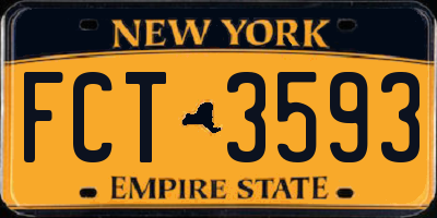 NY license plate FCT3593