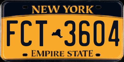 NY license plate FCT3604