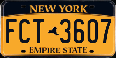 NY license plate FCT3607