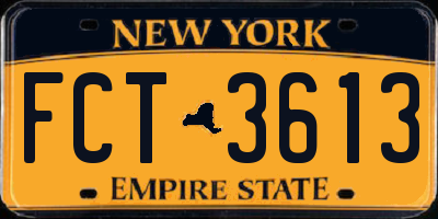 NY license plate FCT3613