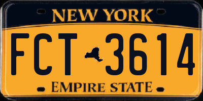 NY license plate FCT3614
