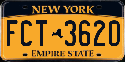 NY license plate FCT3620