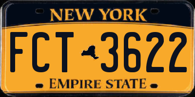 NY license plate FCT3622
