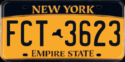 NY license plate FCT3623