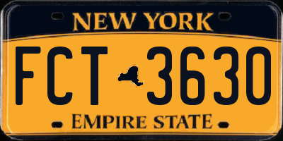 NY license plate FCT3630