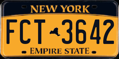 NY license plate FCT3642