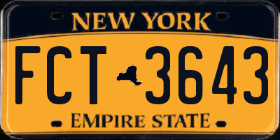 NY license plate FCT3643