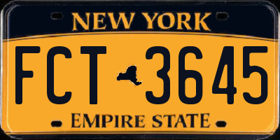 NY license plate FCT3645