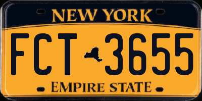 NY license plate FCT3655