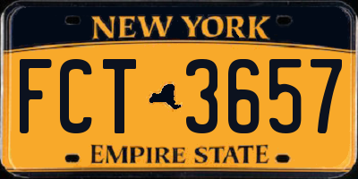 NY license plate FCT3657